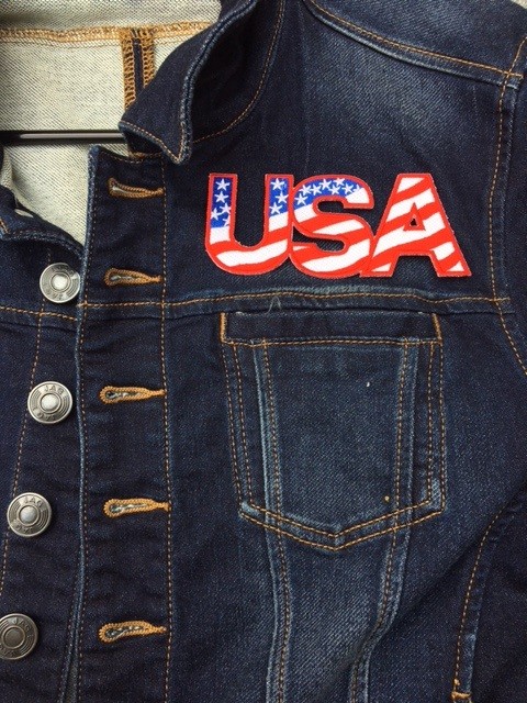 USA LETTERS AMERICAN FLAG EMBROIDERED PATCH IRON SEW-ON (5"x 2")- HIGH QUALITY!!