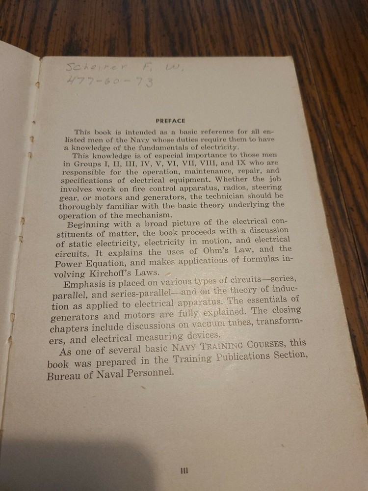 1952 Electricity Basic Navy Training Courses Navpers 10622-B