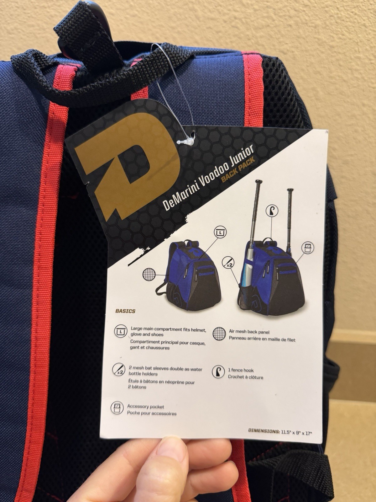 DeMarini Voodoo Junior Baseball Backpack USA Stars Red White Blue NEW NWT