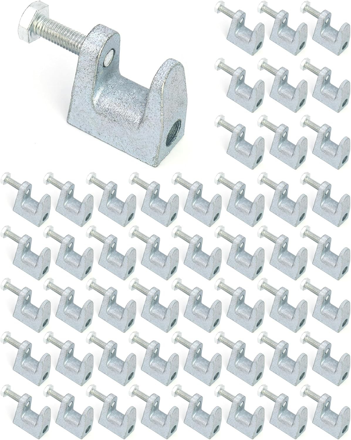 Beam Clamp, 50 Pcs 3/8" Zinc Plated Iron Safety Beam Clamp, 13/16" Jaw Opening