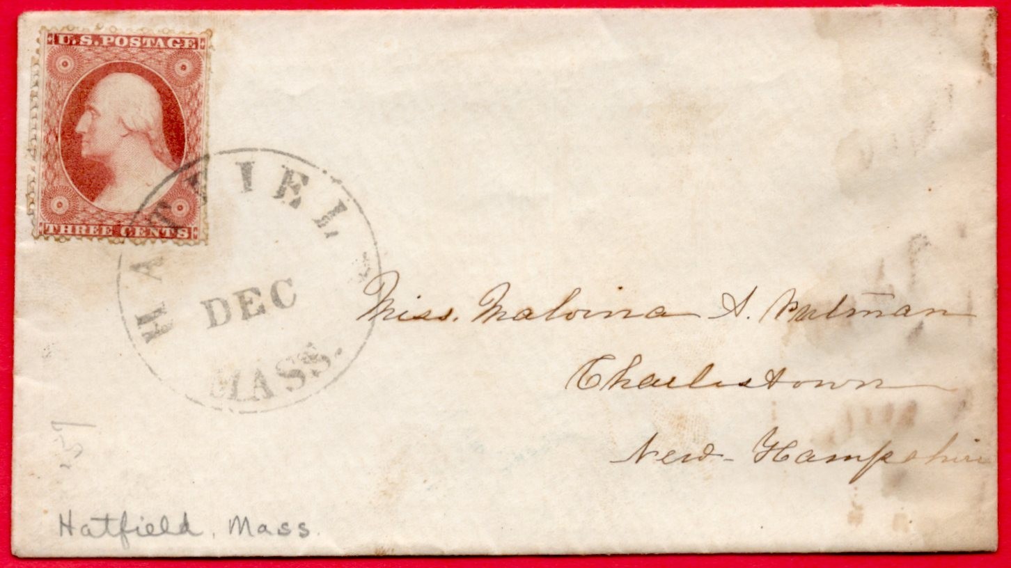 U.S. Scott : 26  W/Circle cancel for  Hatfield, Mass    /   MB-646