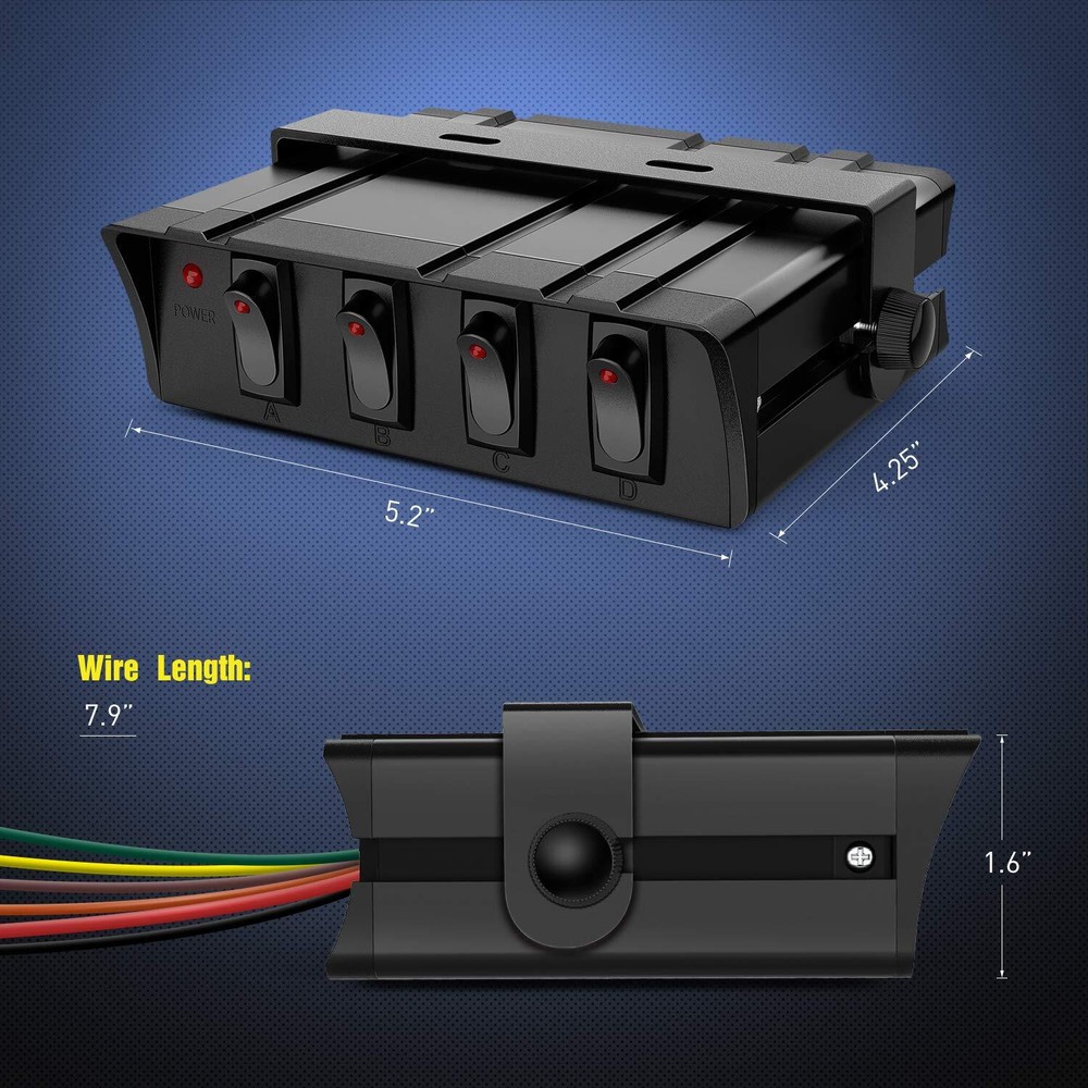 Nilight 4 Gang Rocker Switch Box SPST Toggle Switch Panel Switch Panel