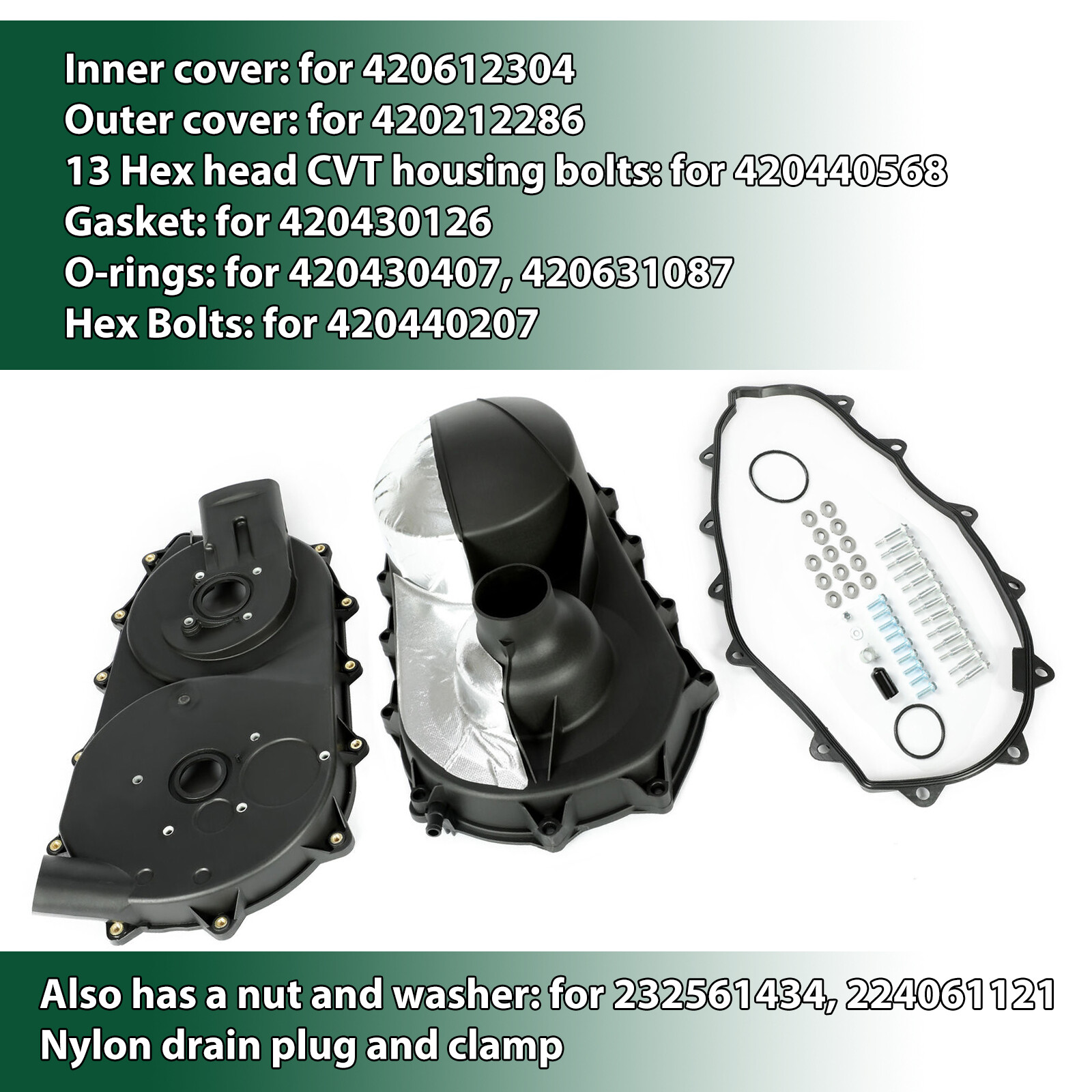 For Can Am Maverick 1000R Drive Clutch Belt Cover CVT Kit Belt Box Set Housing