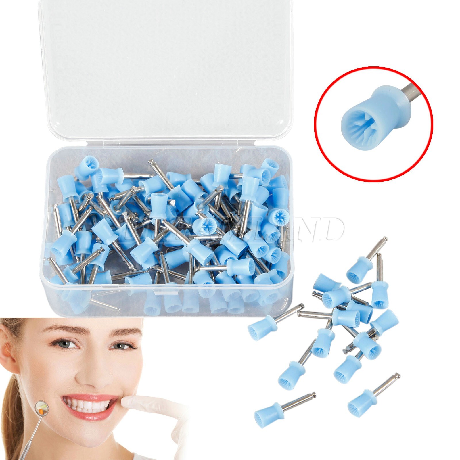 100 pcs Dental Polishing Polish Prophy Cups Latch Type Brushes Polisher cup Blue