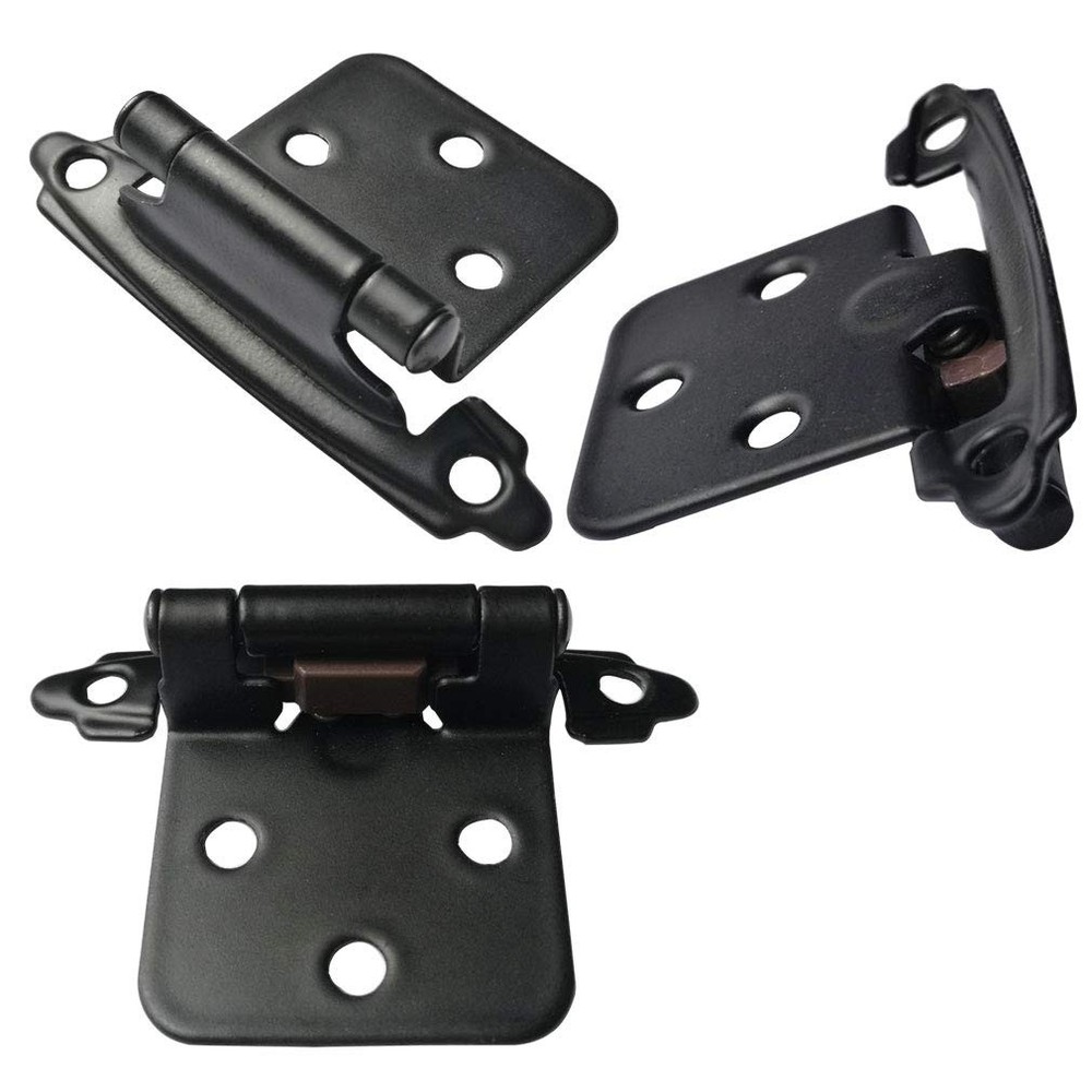 4 Pack Matte Black Overlay Kitchen Cabinet Hinges Self-Closing Face Mount