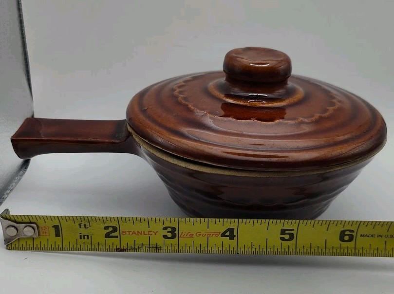 Single Serve Brown Glazed Pottery Bean Pot