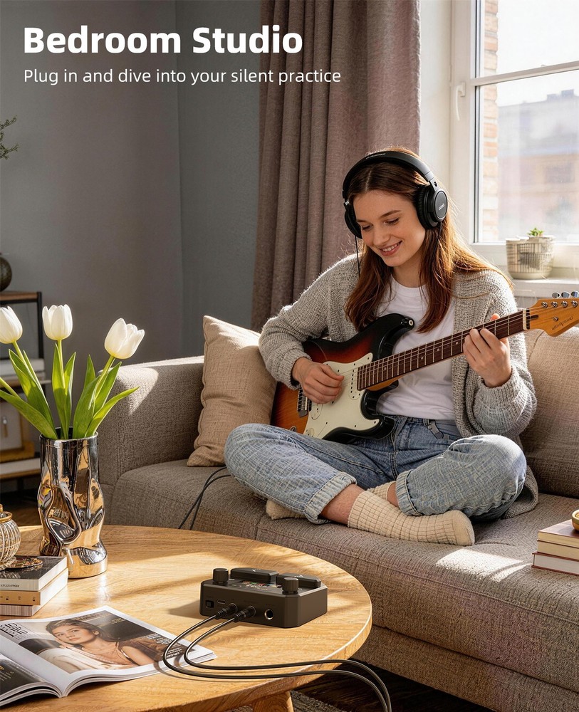 LEKATO ME-05 Guitar Processor Amp Cab Sim Bluetooth 24-bit USB Audio Interface