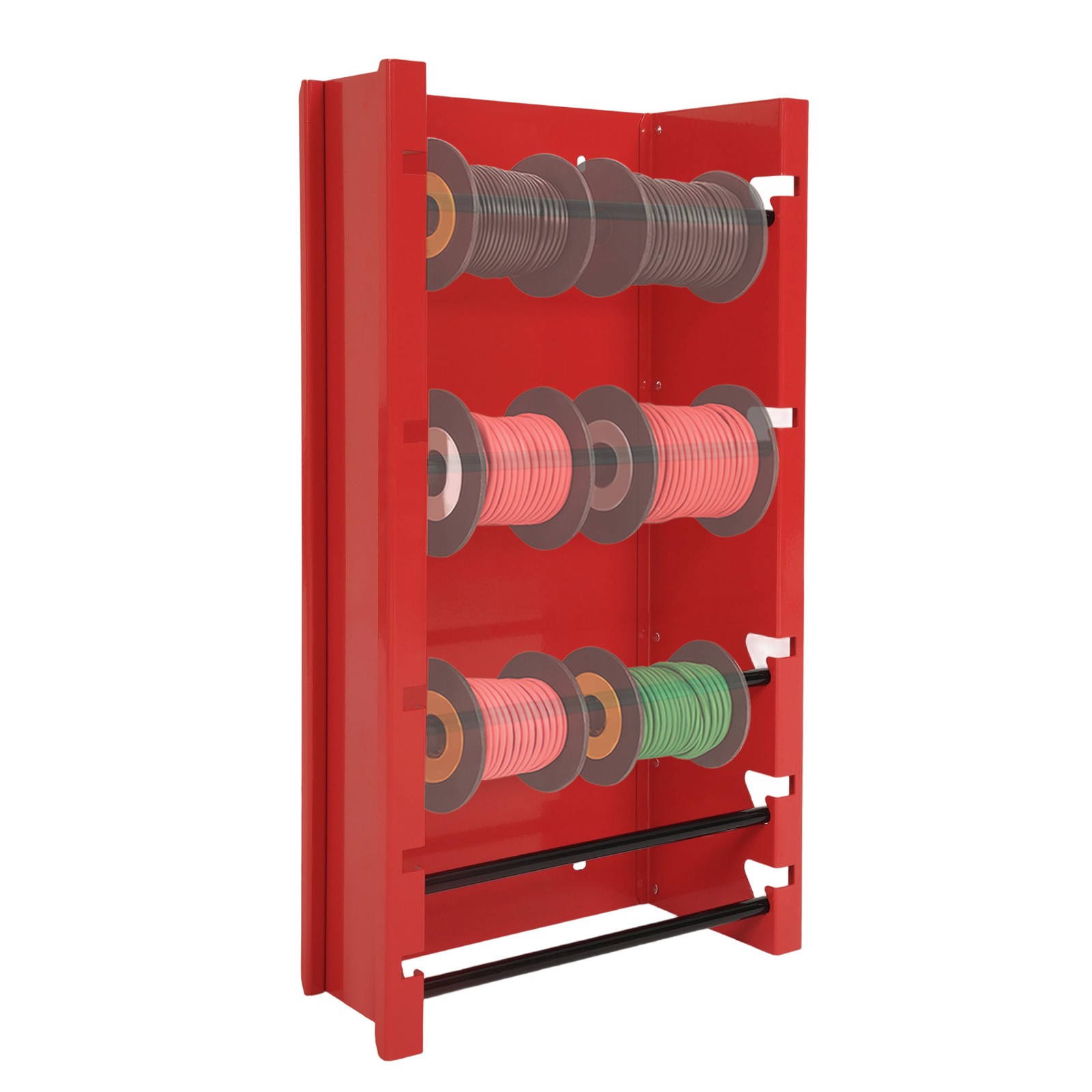 Red Wire Reel Holder 5 Rods Wire Spool Dispenser Rack For Industrial Electrical
