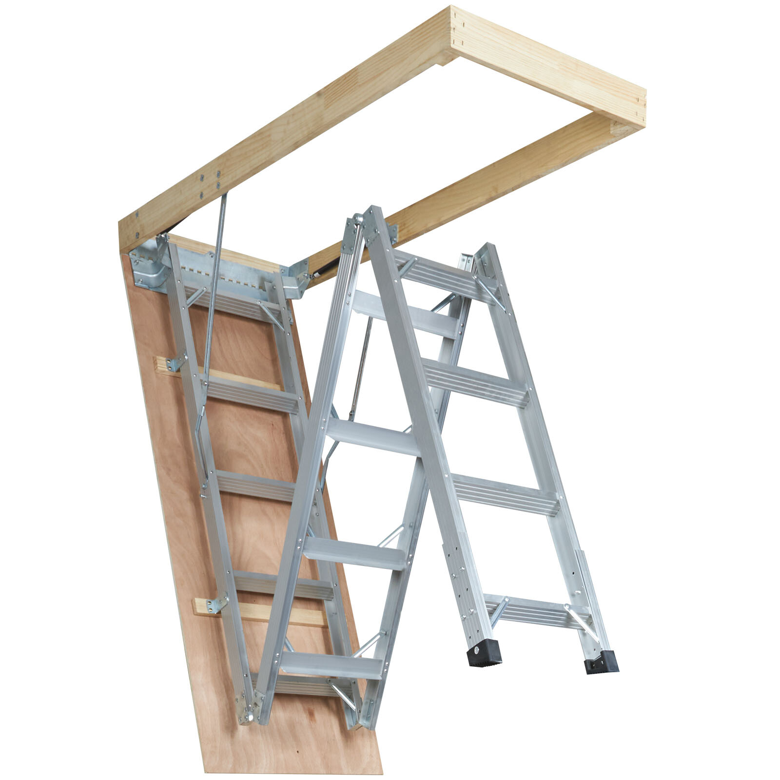 VEVOR Folding Attic Ladder Aluminum Adjustable Portable Loft Stairs Ceiling