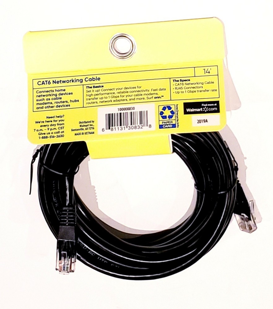 Onn Ethernet Cat6 Networking Cable - 14 Feet