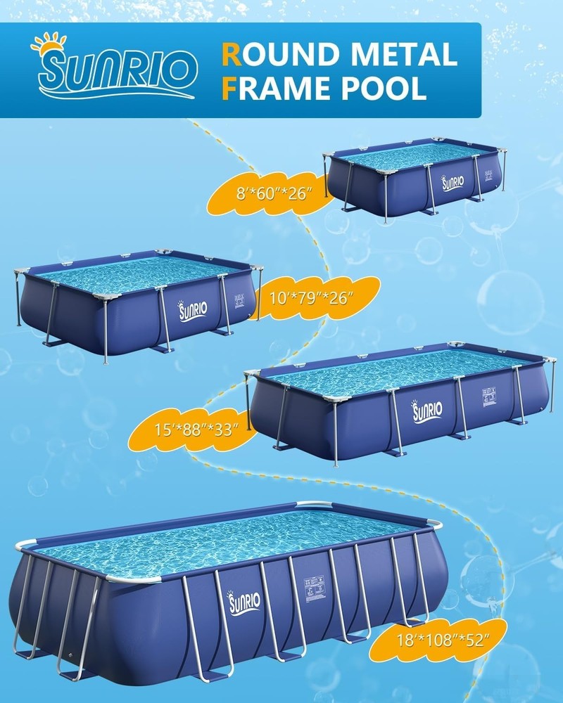 UV-Resistant 8'3" x 5' Rectangular Pool - Easy Setup for Outdoor Enjoyment