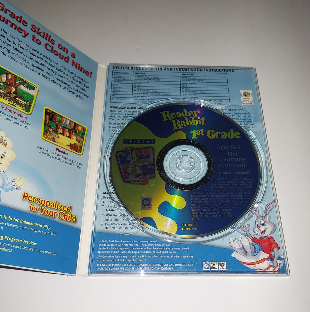 Reader Rabbit 1st Grade PC CD Rom The Learning Company WIN/MAC Vintage 2000