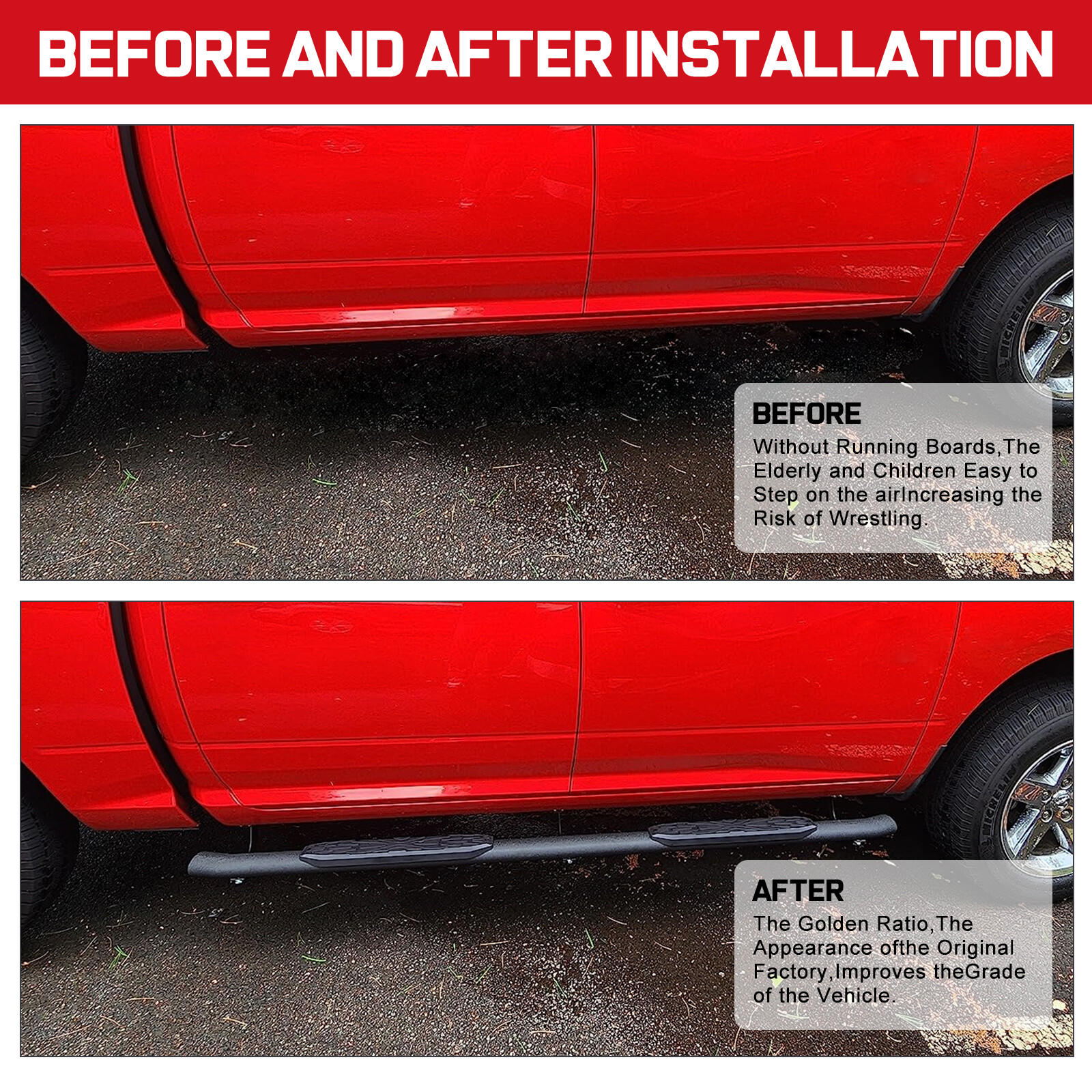 FOR 2002-2008 Dodge Ram 1500 Quad Cab Side Step Curved Running Board Nerf Bar