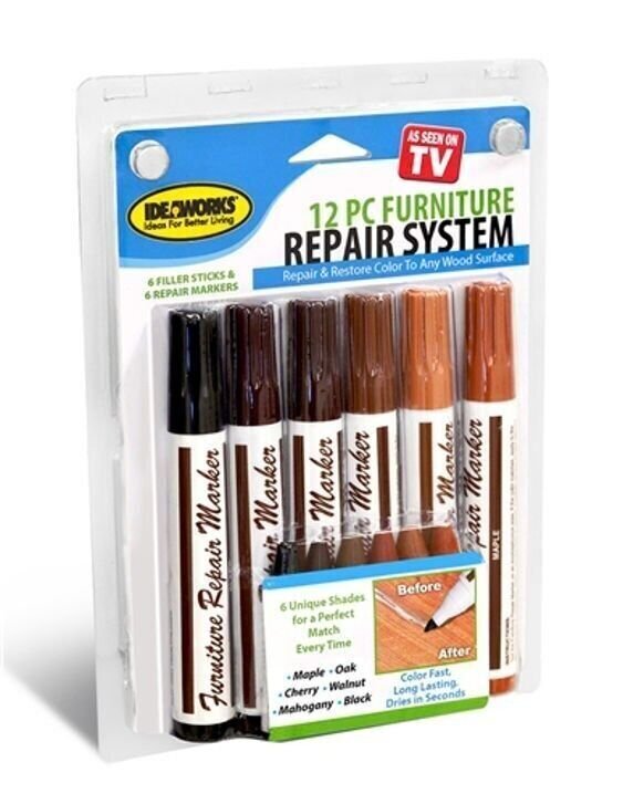 Total Furniture Repair Markers System 12 piece Kit Filler Touch-ups Wood Fillers