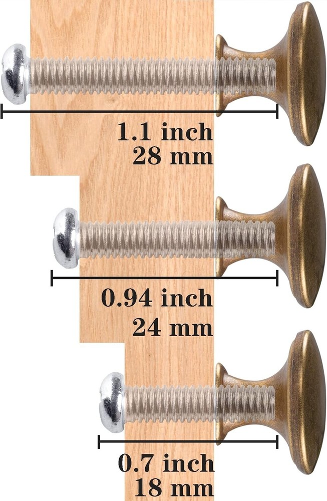 8 Pack Antique Brass Drawer Knobs Vintage Round Cabinet Pulls 1.18 Inch