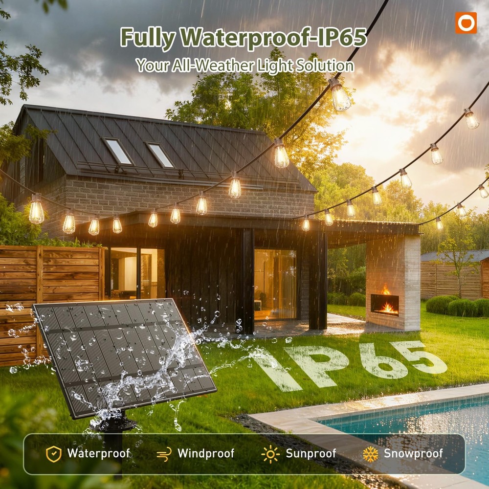 Brighten Your Outdoor Space - 54ft Solar String Lights with Remote