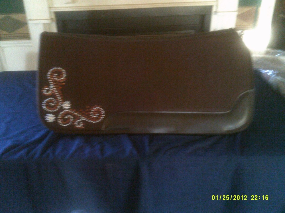 Saddle Pad Show Style Felt with Crystals Brown