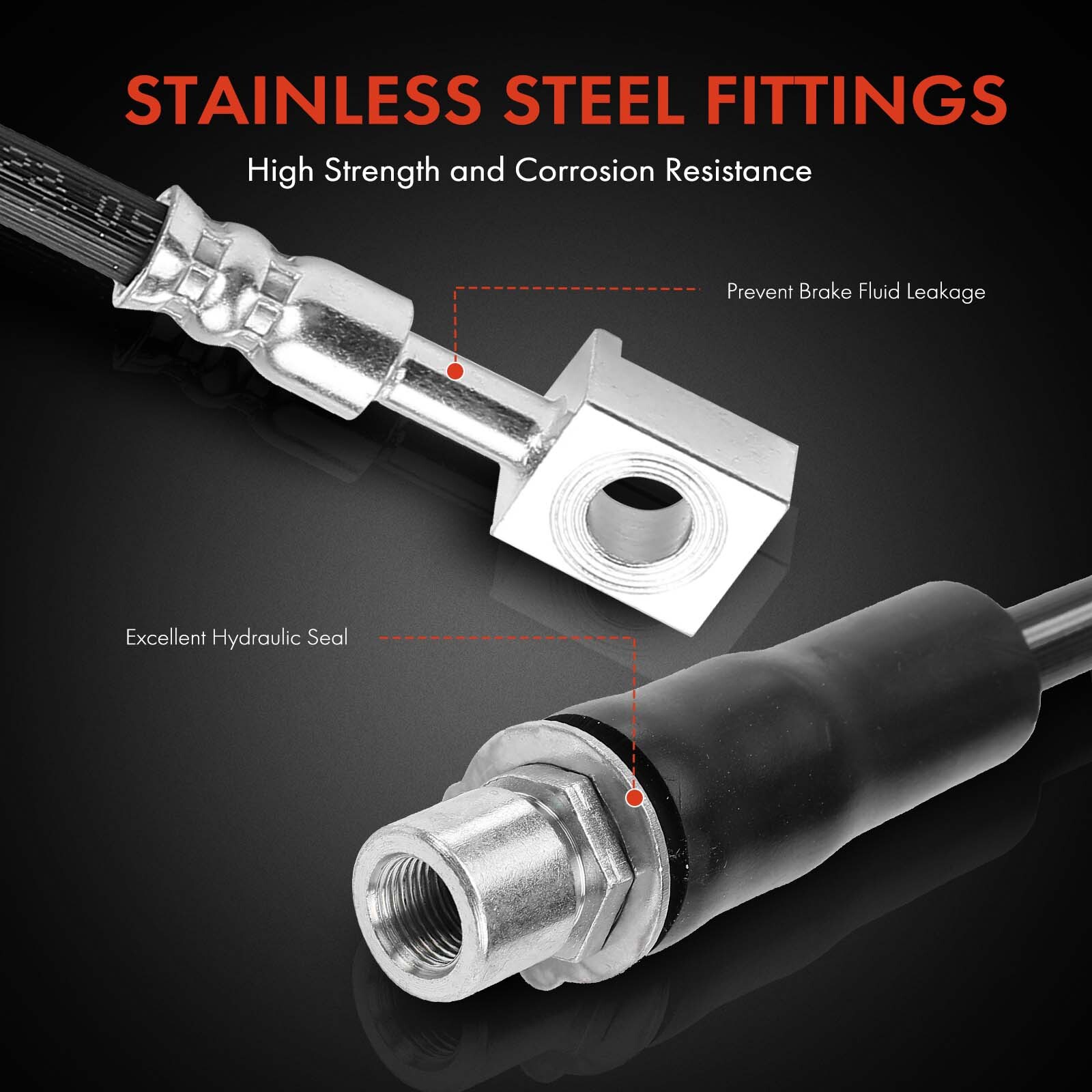 2x Front LH&RH Brake Hydraulic Hose for Chevrolet Equinox 2010-2016 GMC Terrain