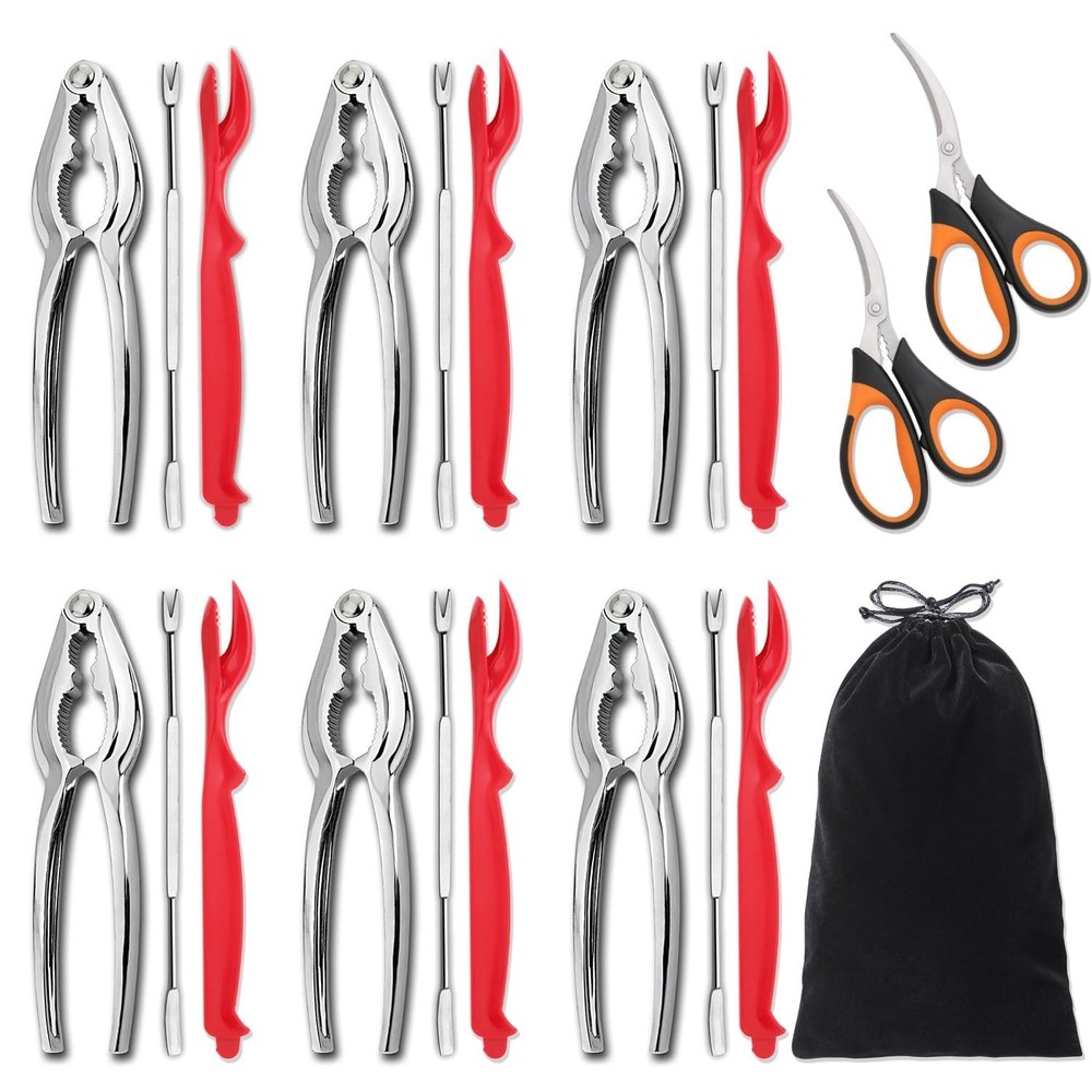 20-Pack Seafood Tool Set - Crab Crackers, Lobster Shellers, Forks & Scissors
