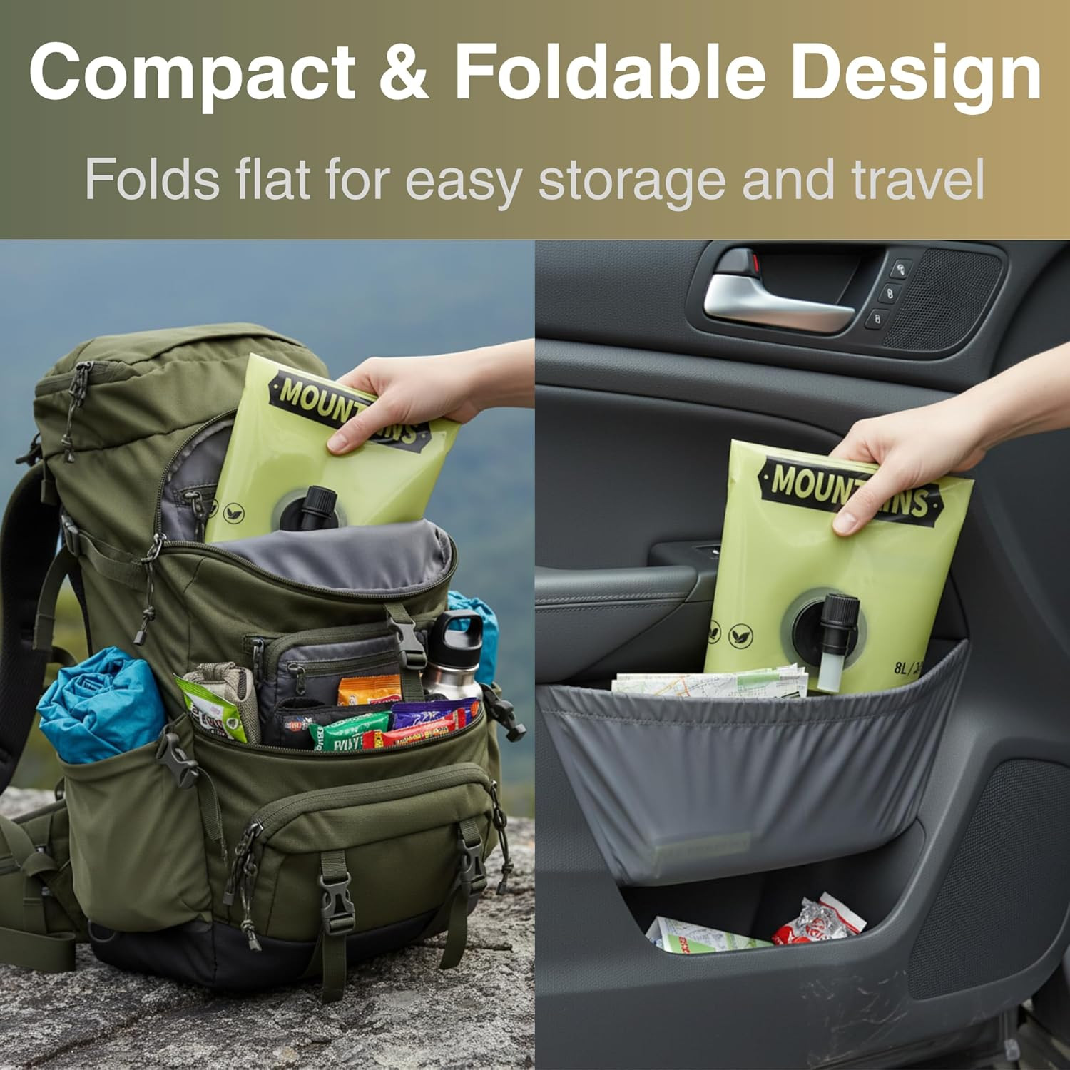 Camping Water Container 2 Gallon Collapsible Water Jug with Spout - Reusable BPA