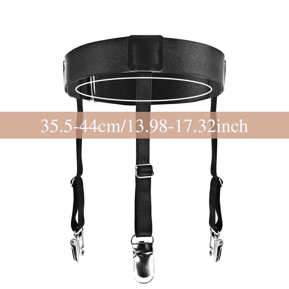 Mabor Adjustable Elastic Shirt Stays Holder Garter with Medium, Black
