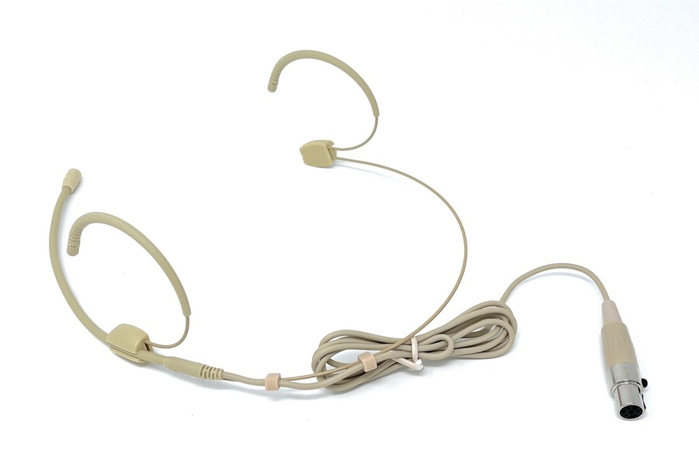 Double Earhook Headset Microphone with TA3F Connector fits AKG/Samson Beige