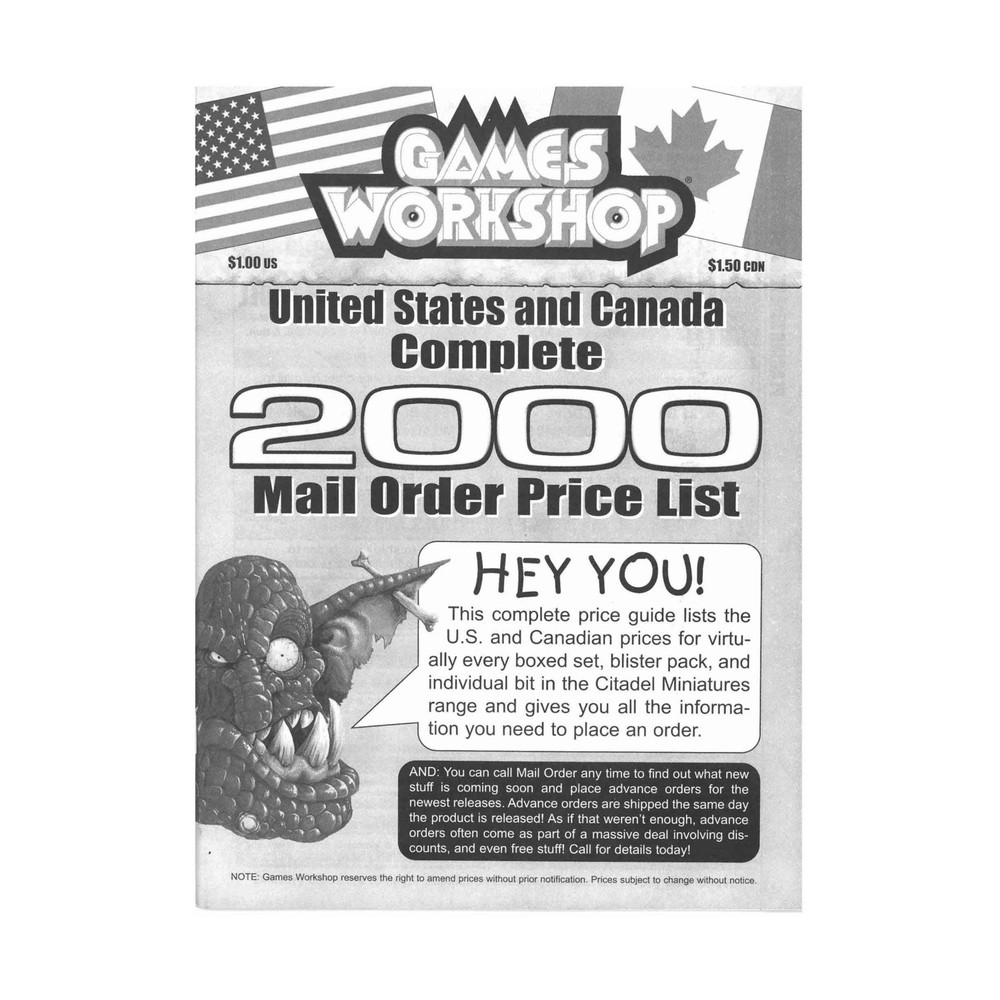 GW Citadel Catalog Mail Order Price List & Reference Guide 2000 VG+