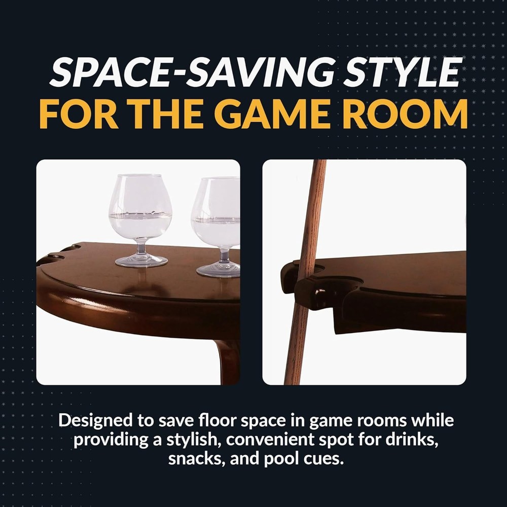 Wall Mount Drink Table Game Room Shelf Cue Holder Billiards Pool Deck Bar Table
