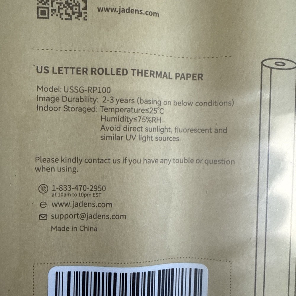 JADENS US Letter Size Quick-Dry Thermal Printer Paper 4 Rolls, Quick-dry