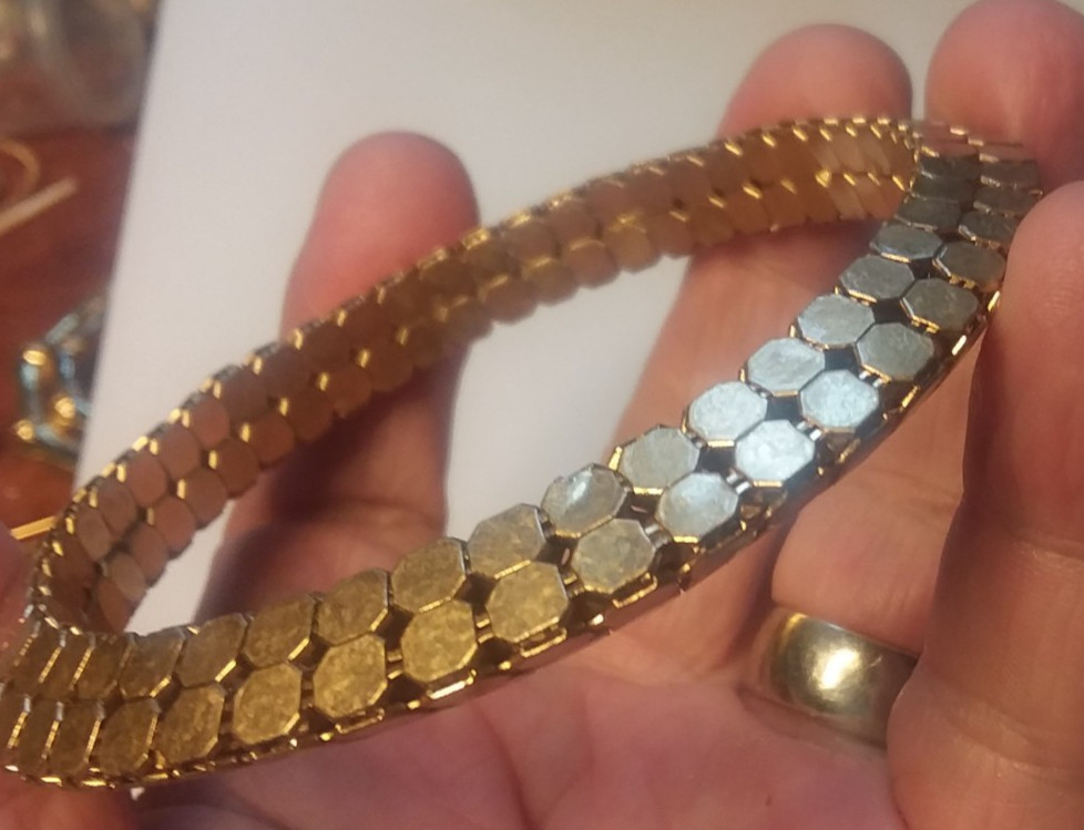 Interior 2.5" Diameter Honeycomb Design Bangle Bracelet 01-01-2026