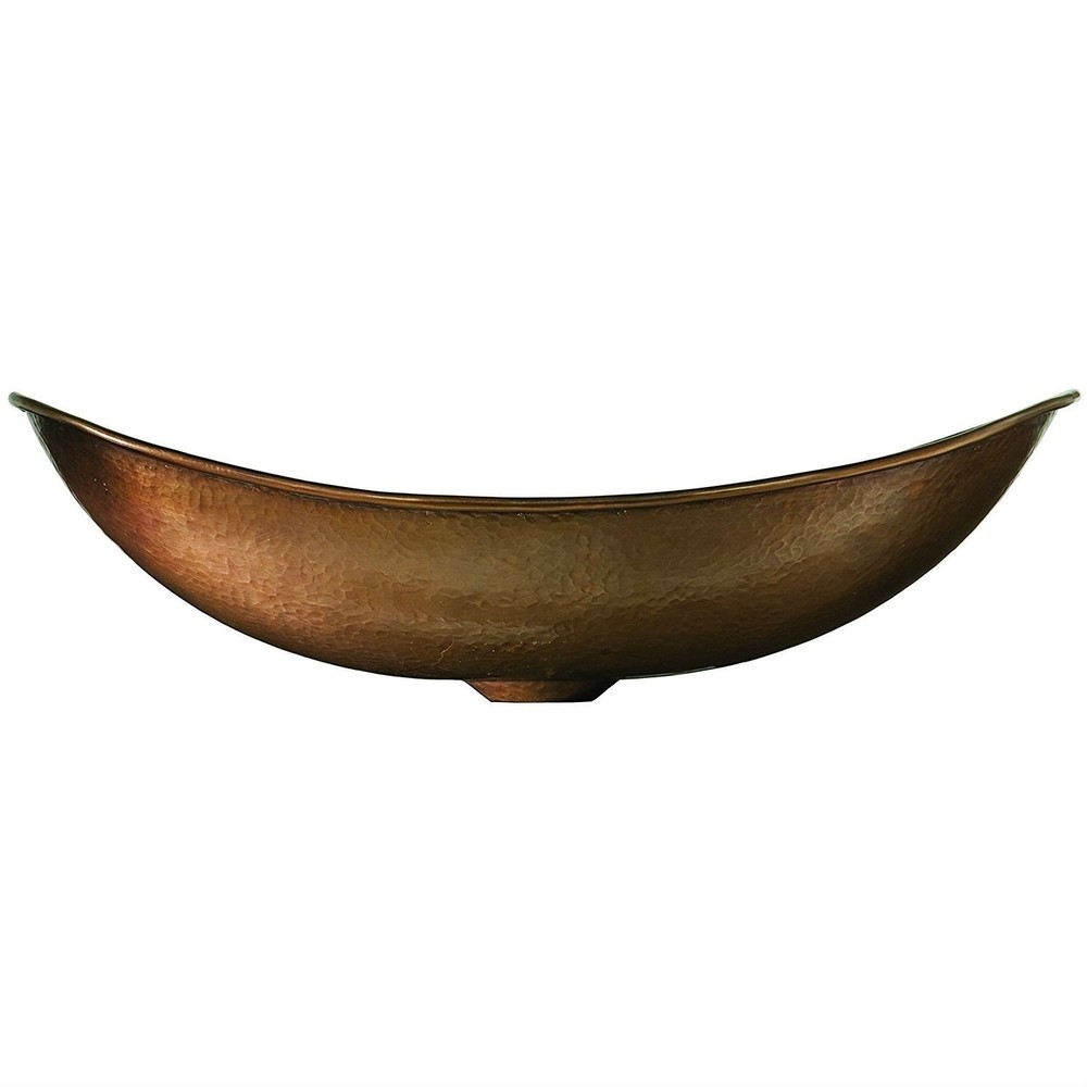 Hammered Copper Oval Vessel Bathroom Sink 19x14 Rustic Bath Basin