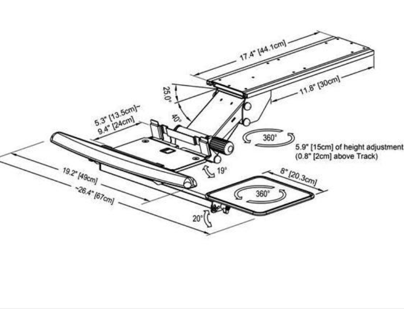 COTYTECH HKB200 FULLY ADJUSTABLE ERGONOMIC KEYBOARD MOUSE TRAY - SPRING