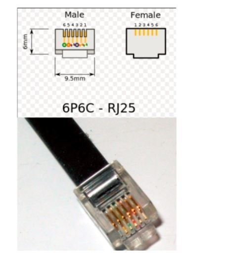 RJ25 Cable for Electronic Modules, 20 cm (4Pcs) 6p6c 6 pin
