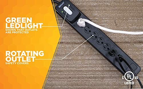 Surge Protector with Safety Overload Feature One Size, Black
