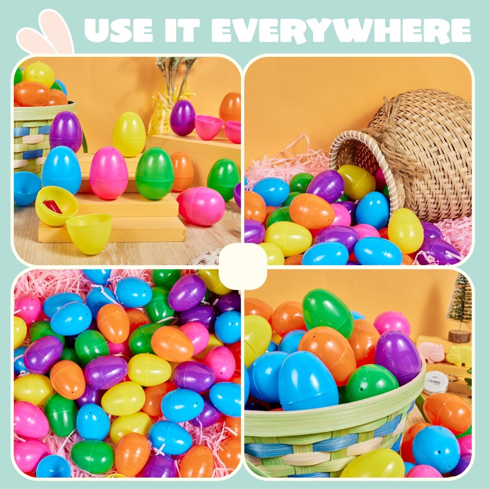 JOYIN 200 PCS 2.3" Easter Eggs, Empty Plastic Eggs 200Pack, Multicolor