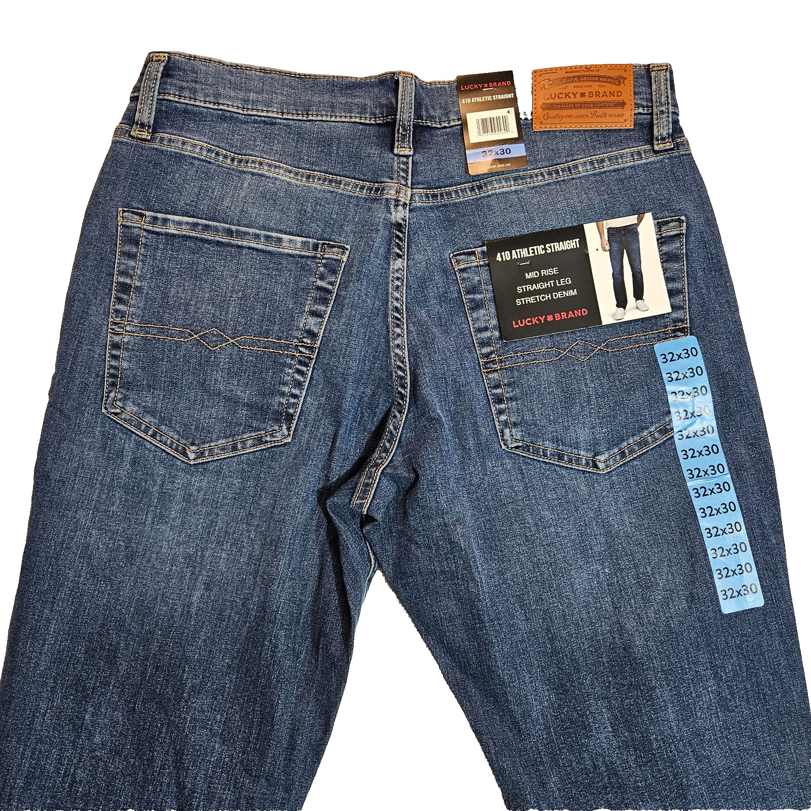 Jean Blue Med Wash 410 Athletic Straight Men's 32 X 30 By Lucky Brand MSRP 99.00