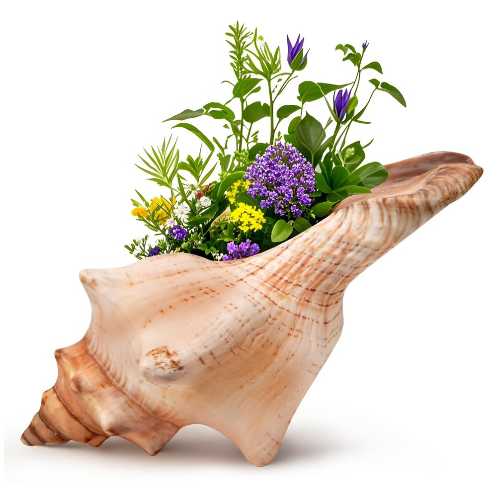 Giant Natural Conch Shell, Striped Fox Conch Seashell 1 Shell 6-7 inches, Lar...
