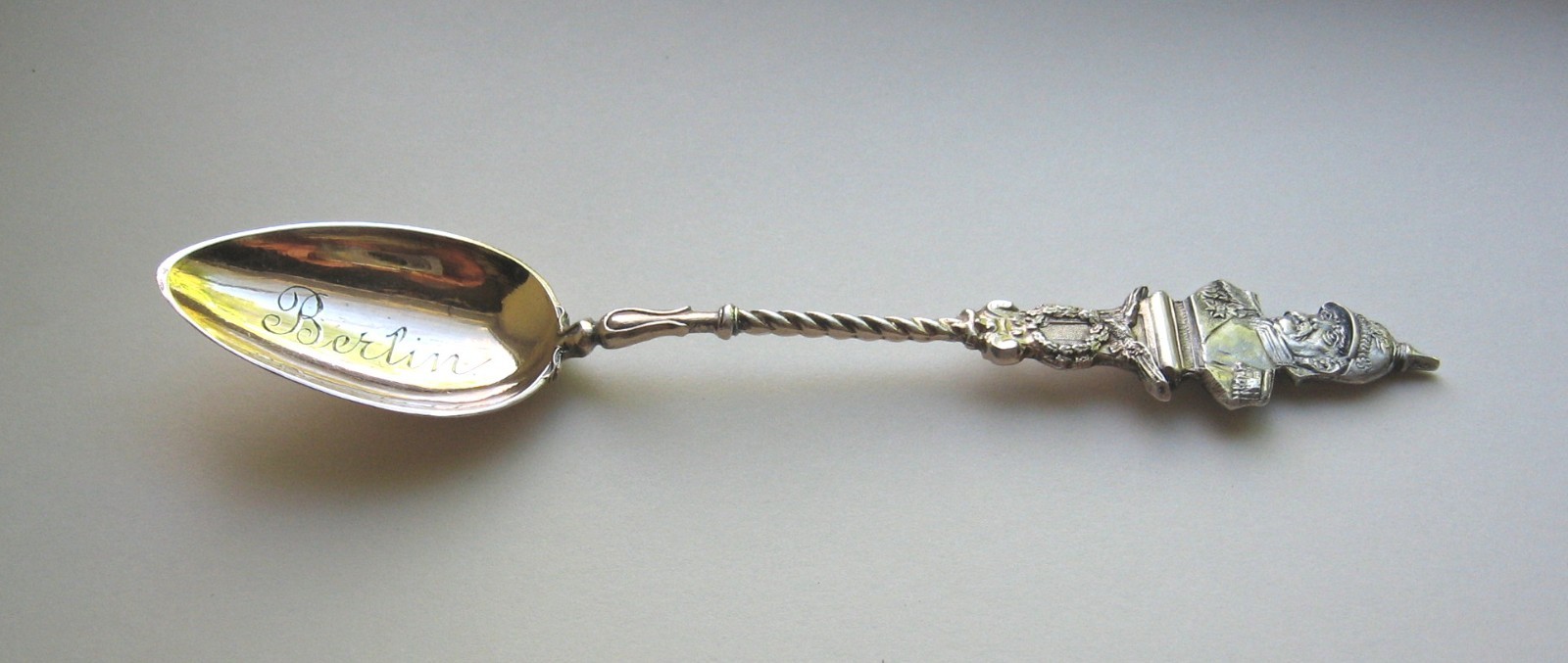Antique Berlin German 800 Silver Otto Von Bismarck Bust Finial Spoon