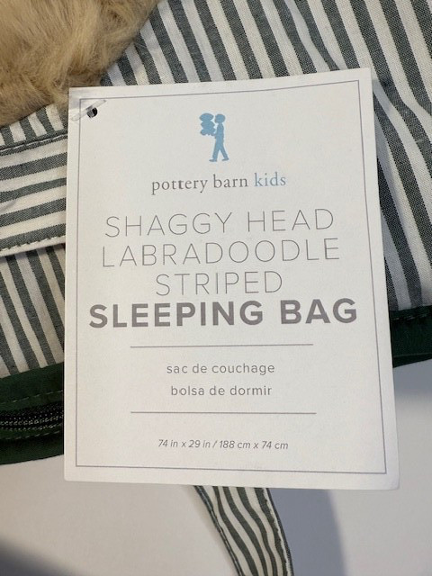 New-Pottery Barn Kids Striped Shaggy Head Critter Sleeping Bag
