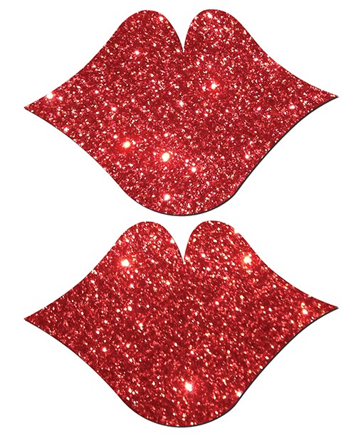 Nipple Pasties Pastease Glitter Lips Red One Size Nipple Covers