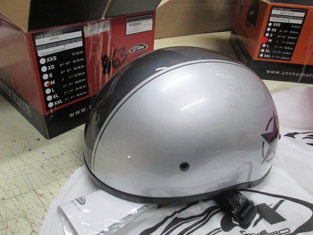 ZOX MOTORCYCLE HELMET - SHORTY OPENFACE - DOT - GETS TWO - PINK + SILVER MEDIUM