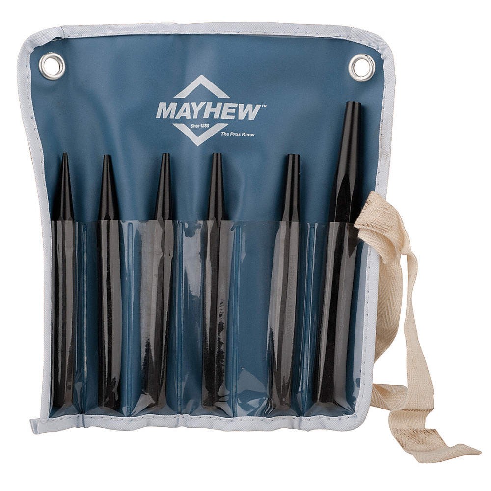 MAYHEW 61340 Solid Punch Set,Not Tether Capable 22KK66