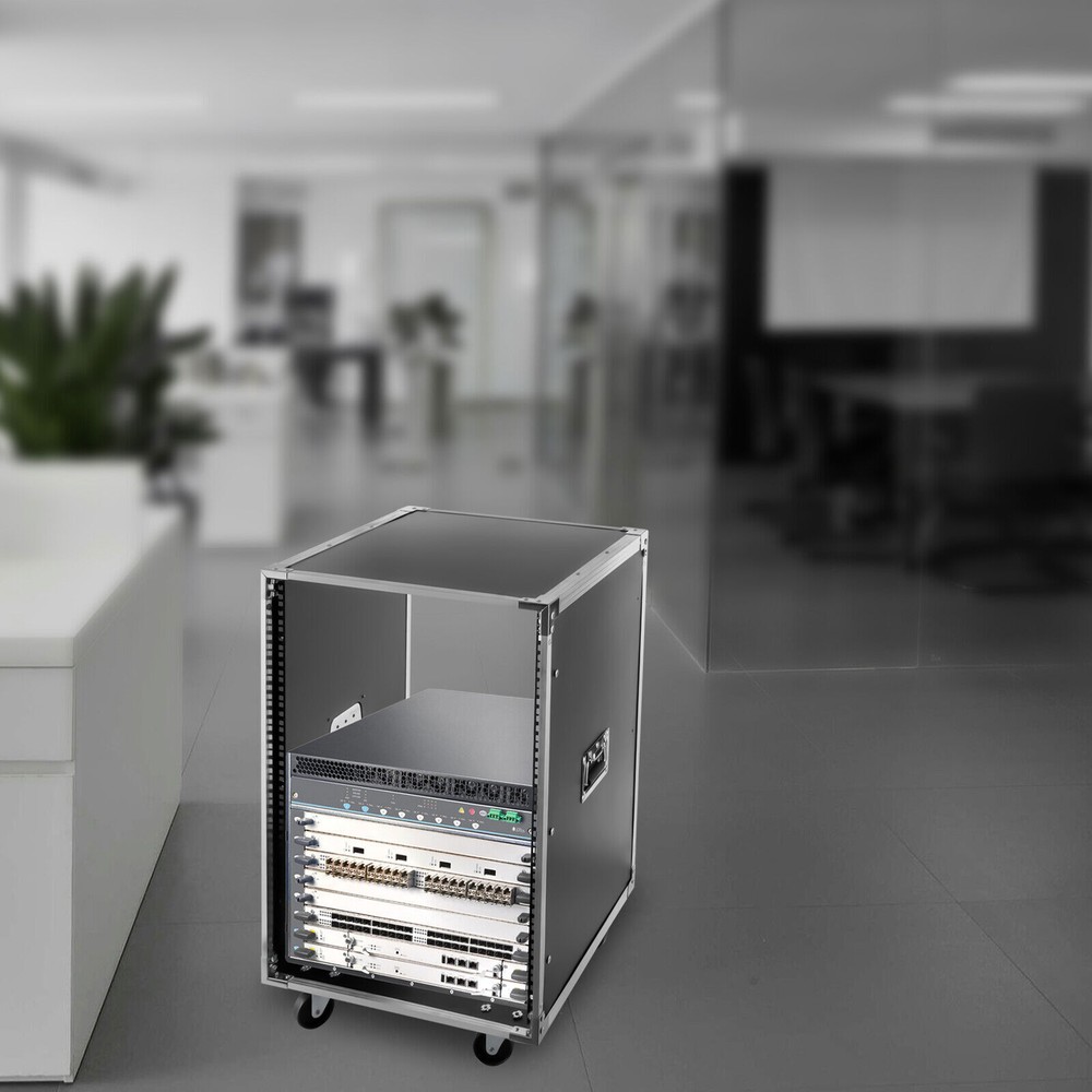 16U Server Rack Open Frame Rolling Network Data Rack 19 inch With Casters 4 Post