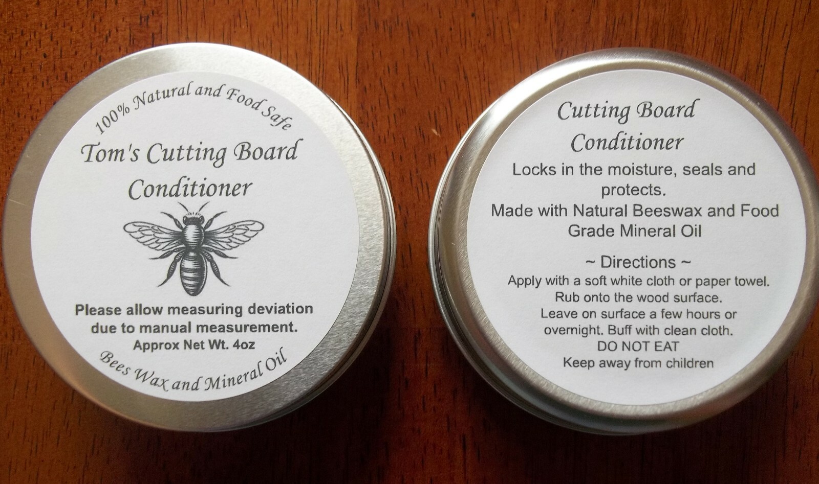 Cutting Board Conditoner 100% Natural Beeswax & Mineral Oil - Food Safe