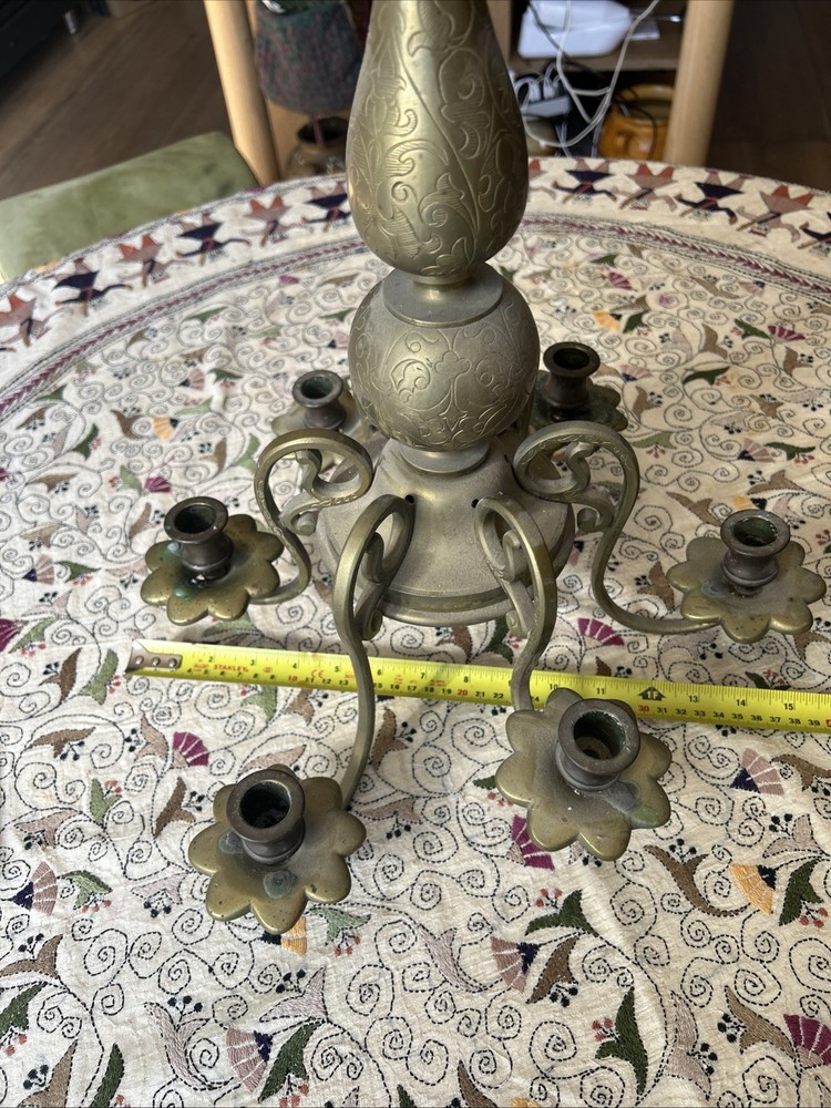 Solid Brass Hanging Chandelier 19c?
