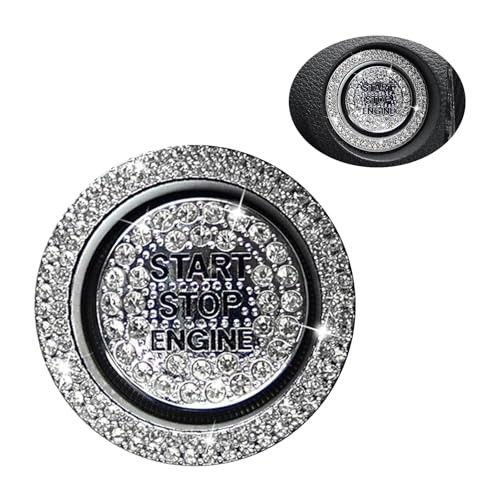2 Pcs Car Bling Crystal Rhinestone Engine Start Button Decals, Key White