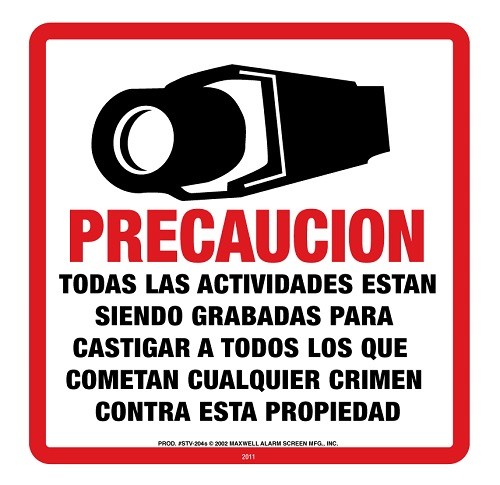 CCTV WARNING DECALS-10-4" Decals-#DTV204S-SPANISH