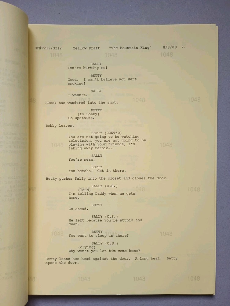 MAD MEN TV SCRIPT 'The Mountain King' Yellow Production Draft