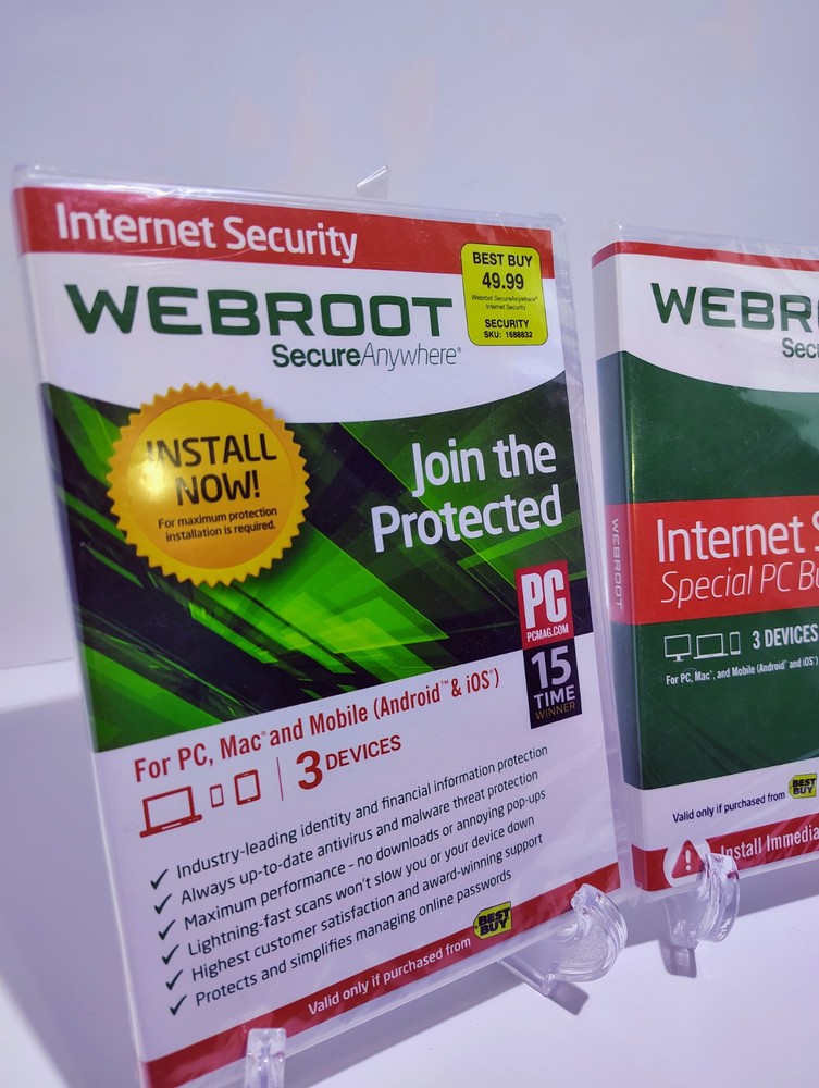 2 New Webroot Secure Anywhere Internet Security 3 Devices for PC/MAC/Mobile/IOS