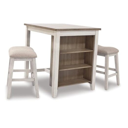 Skempton 3 Piece Counter Height Dining Set, Includes Table and 2 Whitewash